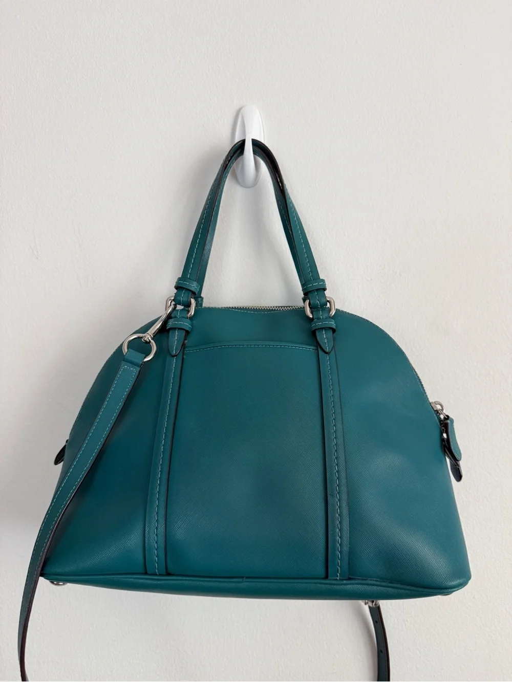 Jade green Coach Peyton leather Cora domed satchel